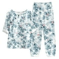 thumbnail image 1 of Ensembles Deux Pièces pour Femmes Été Ensemble Imprimé Manches Mi-Longues Col Rond Haut Court + Pantalon Décontracté Ensemble de Détente Deux Pièces, 1 of 5