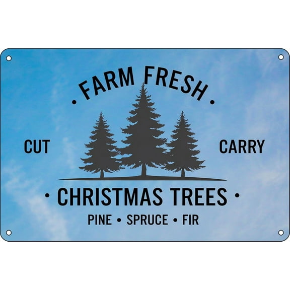 Farm Fresh Christmas Trees Vintage Metal Tin Sign Farmhouse Christmas Decor for Man Cave Cafe Bar Home Wall Decor Art Winter Decoration Plaque 8×12 inch