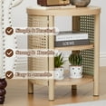 thumbnail image 4 of YOCWO Small Round End Table with Open Storage for Small Space, 3 Tier Accent Table Side Table with Iron Rattan Decor, Natural, 4 of 8