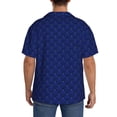 thumbnail image 3 of Pofeuu Navy Blue Print Mens Casual Short Sleeve Shirts Beach Summer Spread Collar Pocket Tops Men's Casual Short-sleeved Shirt-Medium, 3 of 5