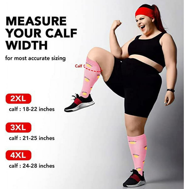 3 Pairs Plus Size Compression Socks Wide Calf For Women & Men 20-30 mmhg -  Large Size Knee High Support Stockings For Medical