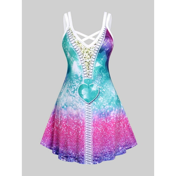 Vestido de Sol Talla Extra Rosegal Vestidos casuales de talla grande