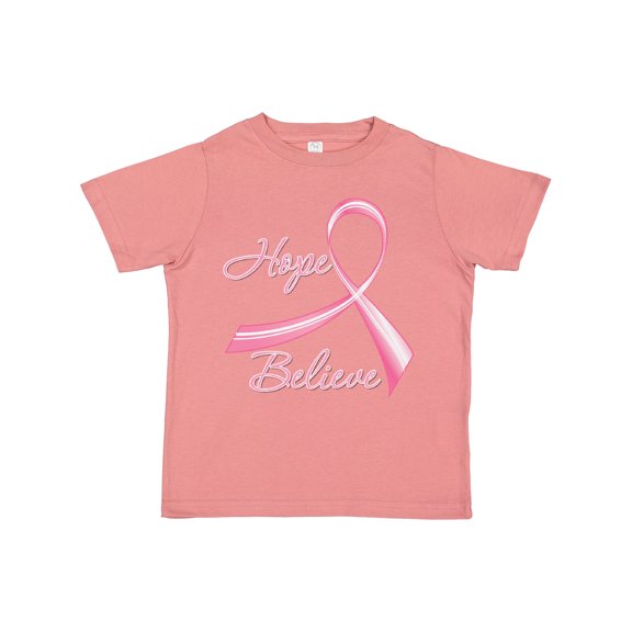 Inktastic Hope Believe Breast Cancer Ribbon Boys or Girls Toddler T-Shirt