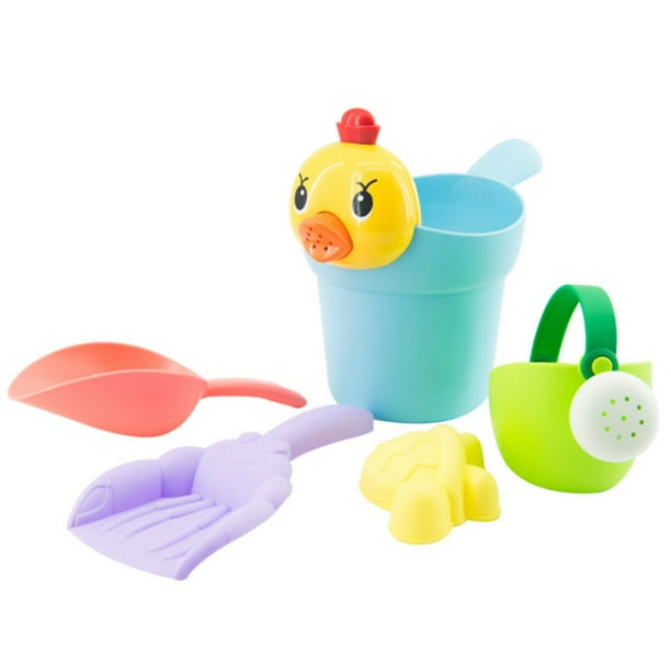 Download 5Pcs Kids Beach Sand Toys Set Bucket Shovels Watering Can Children Safety Soft Plastic Beach ...