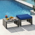 thumbnail image 4 of Costway Patio Ottomans Set of 2 PE Rattan Footstools with Removable Cushions & Metal Frame Navy, 4 of 9