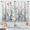 thumbnail image 1 of Flower Leaves Kitchen Curtains - Dark Green Floral Spring Rustic Plant Botanical Cafe Farmhouse Small Short Curtains for Bathroom RV Rod Pocket Window Drapes 36 Inch Length 2 Panels Set, 1 of 5
