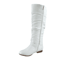 thumbnail image 3 of Women's Zipper Knee High Riding Boots Casual Flat Low Heel Winter Boots Shoes ( White, 6.5), 3 of 5