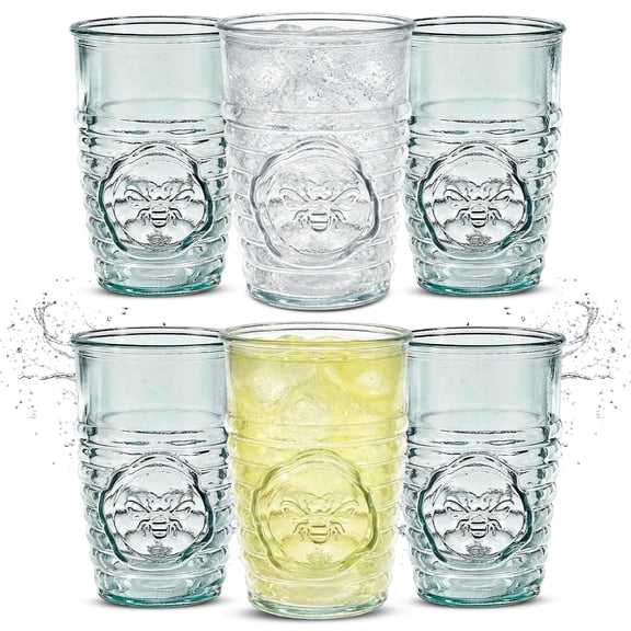 Couronne Co. 11 oz Bee Recycled Beverage Glass - Set of 6
