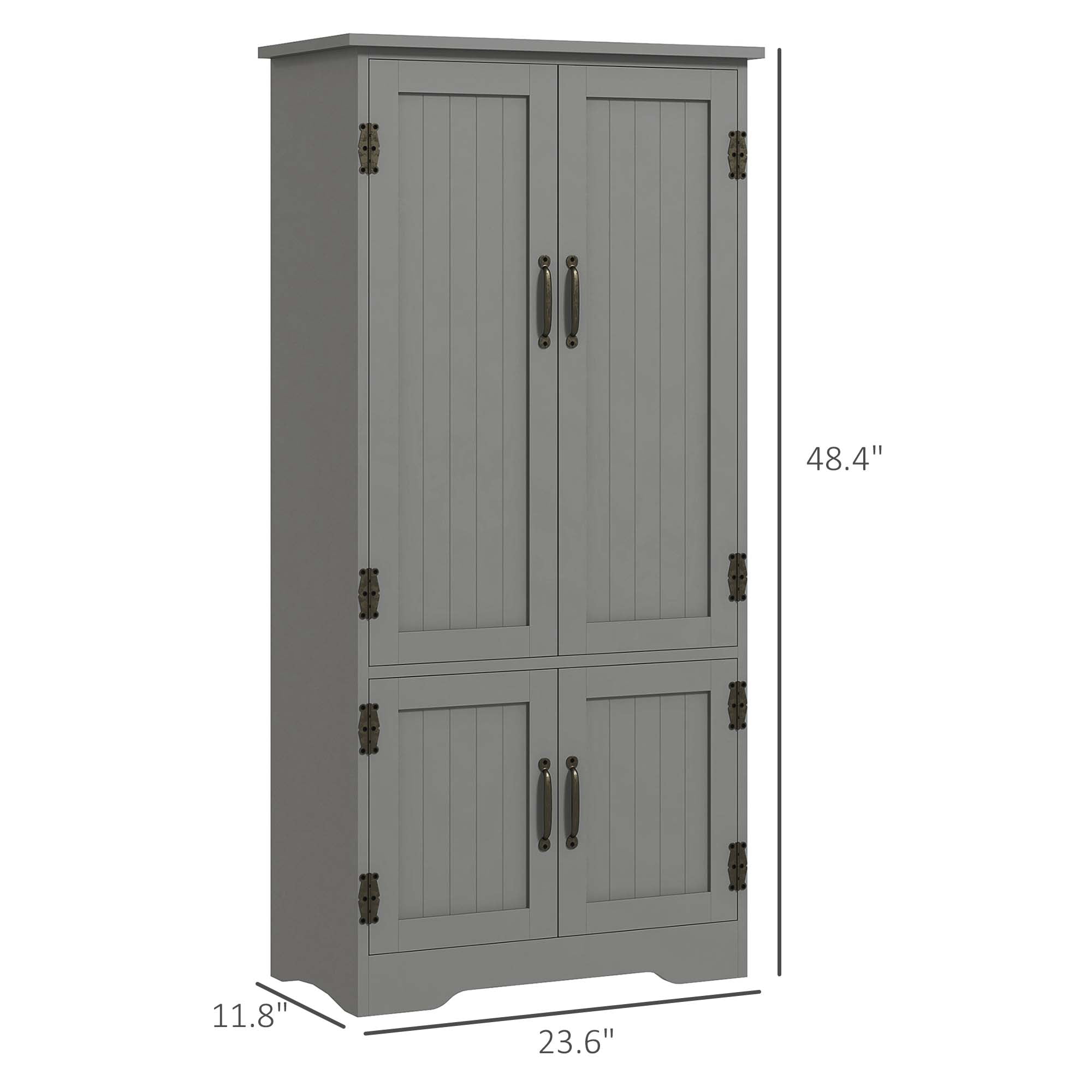 HOMCOM 48.5"  Kitchen Pantry, Storage Cabinet, Cupboard Organizer, Gray