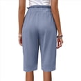 thumbnail image 3 of Pantalones Rectos de Pierna para Mujer, con Cintura Alta Elástica Fruncida, Pantalones Deportivos, Pantalones Cortos con Bolsillos, Azul XXL, 3 of 7