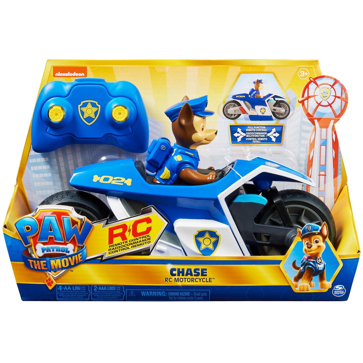 PAW Patrol, Chase RC Movie Motorcycle, Remote Control Car Kids Toys for Ages 3 and up