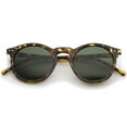 thumbnail image 2 of zeroUV Unisex Retro Horn Rimmed Keyhole Nose Bridge P3 Round Sunglasses 49mm (Shiny Yellow-Tortoise / Green) - 49mm, 2 of 5