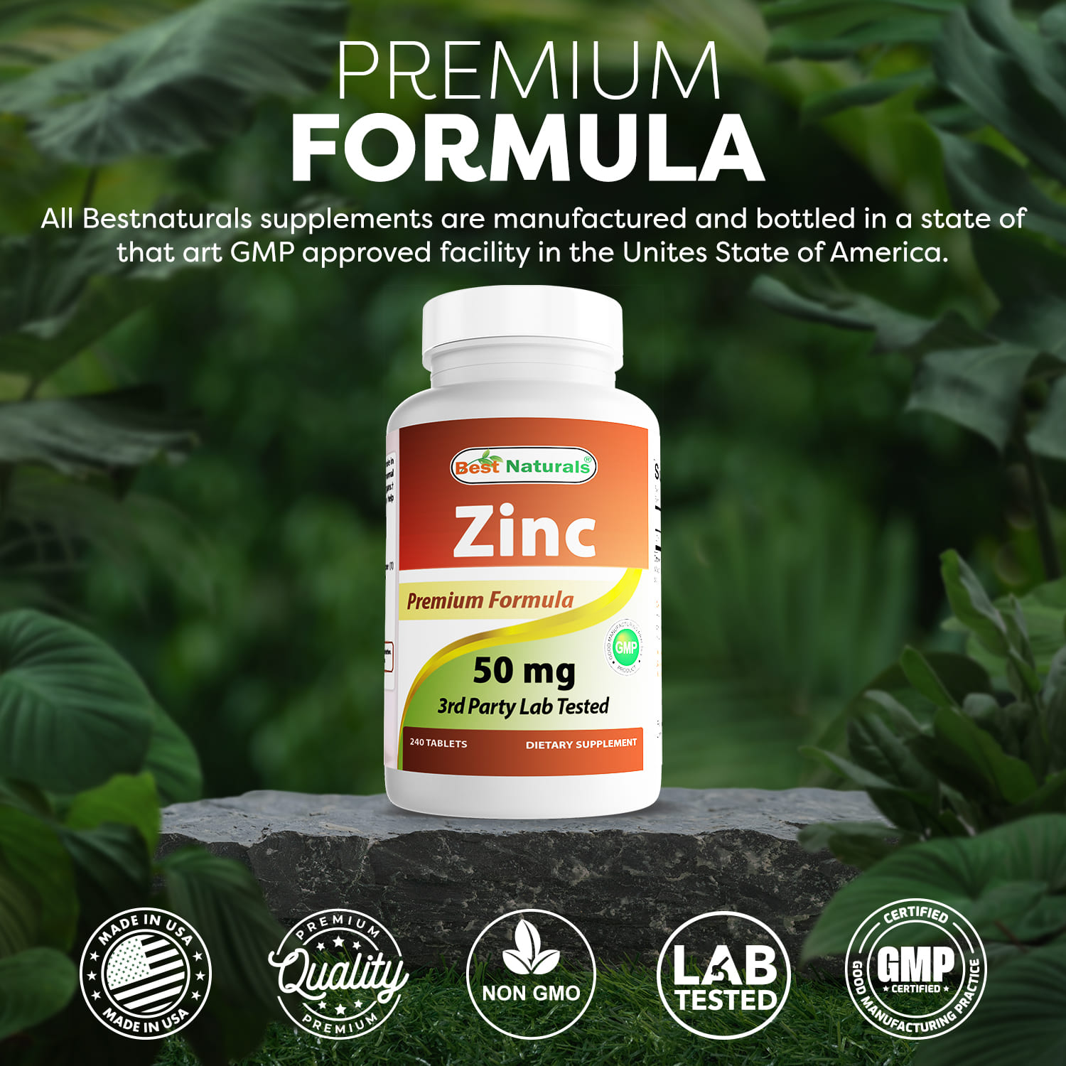 3 Pack Best Naturals Zinc 50 mg 240 Tablets