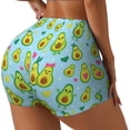 thumbnail image 2 of Vsdgher Cartoon Avocado print Workout Shorts for Women Seamless Soft Smooth Gym Yoga Scrunch Active Exercise Fitness Shorts, 2 of 8