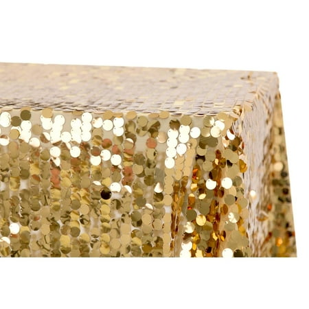 

1 Pc Large Payette Sequin Tablecloth 90 X132 Rectangular - Gold For Wedding Baby Shower Quinceanera/Sweet 16 New Years Bash Anniversary Party
