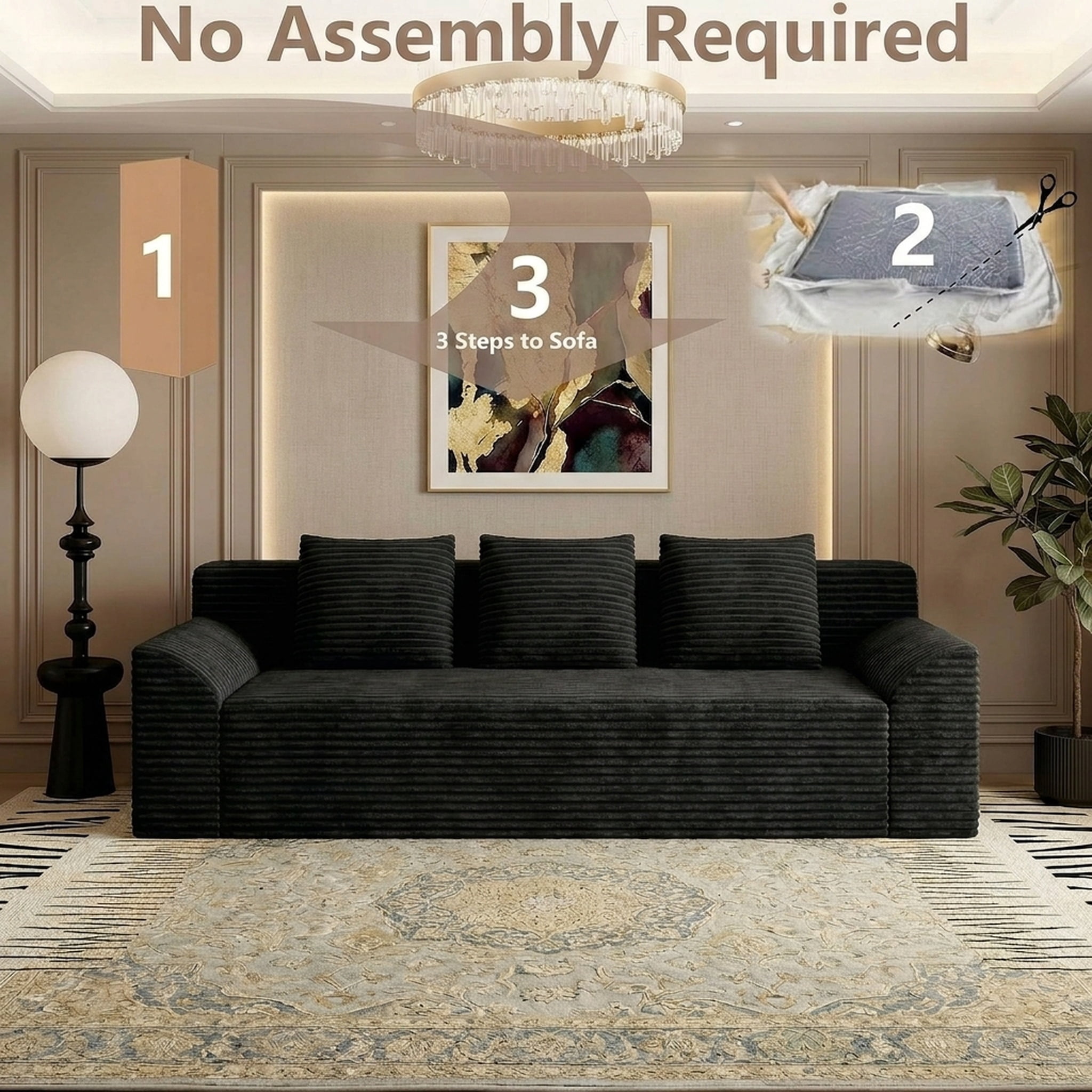 71" Modern Corduroy Small Loveseat, Cloud Memory Foam Compressed Couch in a Box, Boneless Space-Saving Sofa for Living Room Bedroom Apartment, No Assembly