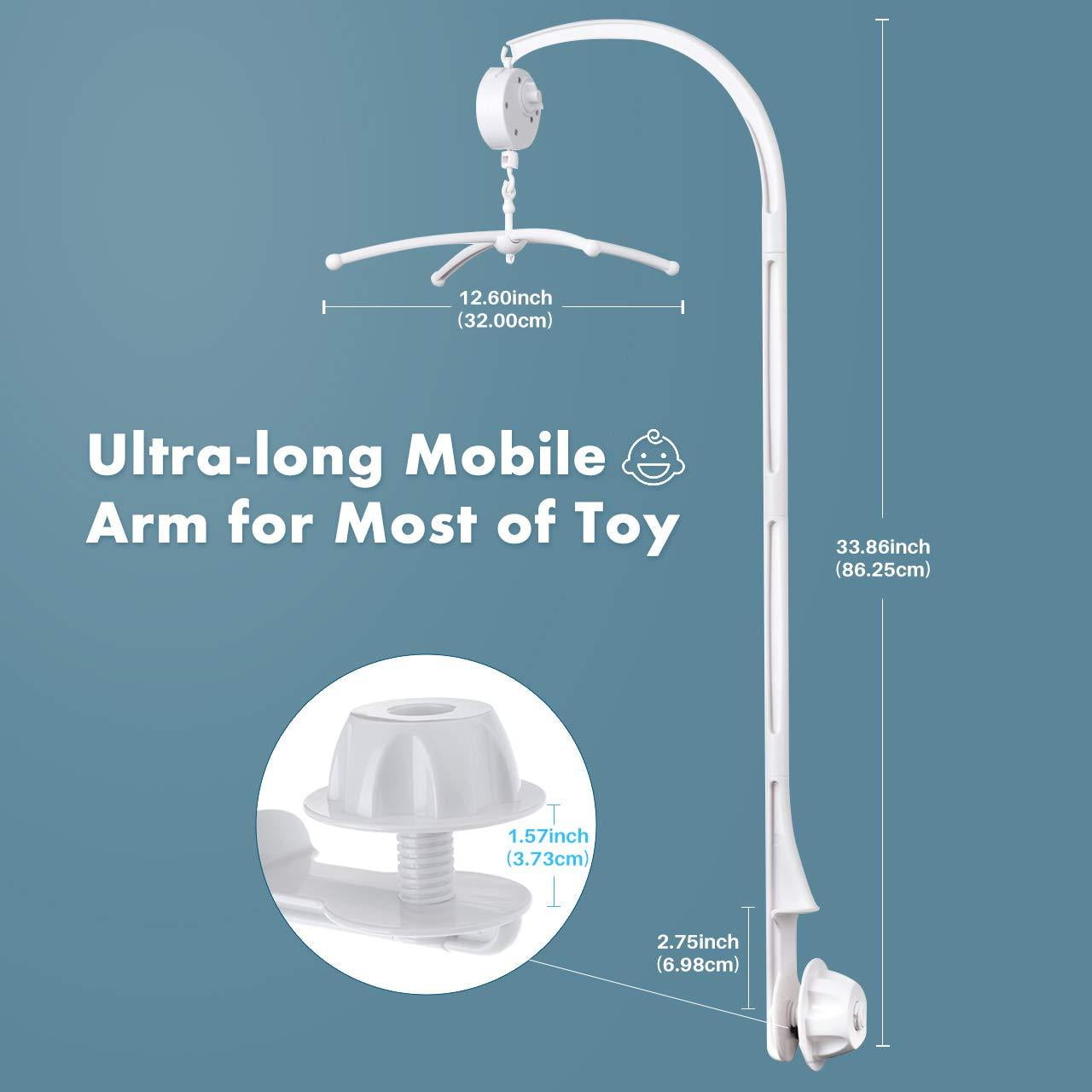 OMORC 34 Inch Baby Crib Mobile Music Box Holder Arm Bracket Nut Screw Box VS2CH4 Mobiles Baby
