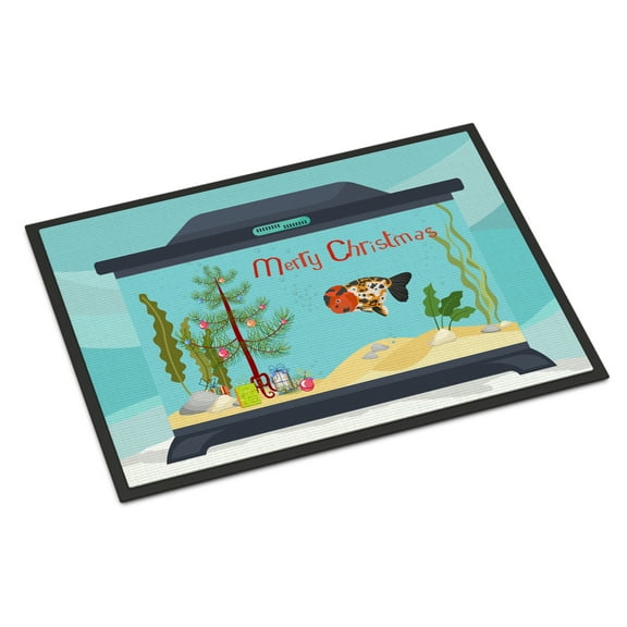 Ranchu Goldfish Merry Christmas Door Mat