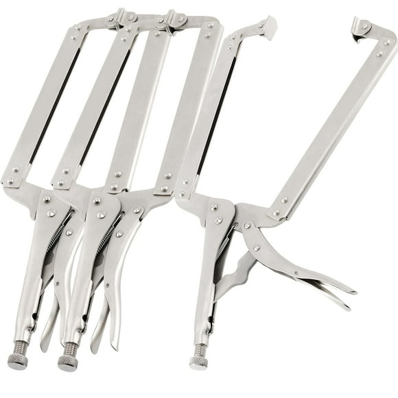 JOIKIT 3PCS 18 Inch C-Clamp Locking Pliers, Welding Pliers Set, Large Face C Clamp with Swivel Pads, Vise Grip C-Clamp for Woodworking Carpentry, Welding, Electrical Equipment
