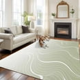 thumbnail image 3 of 8x10 Area Rugs for Living Room, Sage Green Geometric Non Slip Area Rugs for Kitchen Bedroom Entryway, Modern White Stripe Distortion Art Washable Carpet Runner Rug Floor Mats for Bedroom Home Decor, 3 of 9