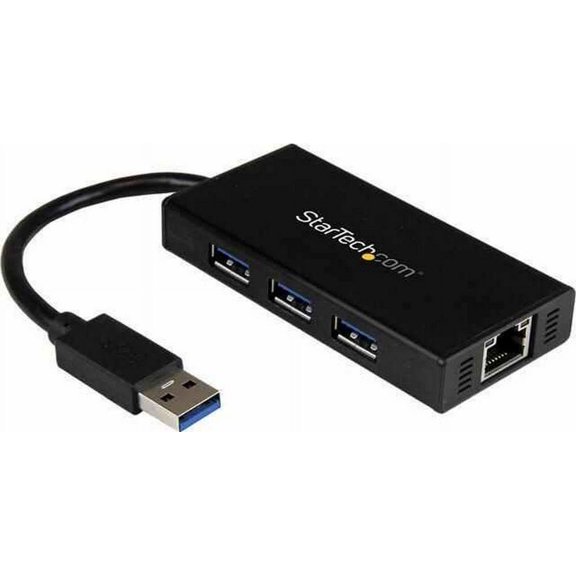 StarTech.com ST3300GU3B USB 3.0 Hub with Gigabit Ethernet Adapter - 3 Port - NIC - USB Network Adapter - USB Ethernet Dongle - USB Lan Adapter