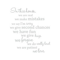 Silver 22" x 25" In this house, We are Real... Vinyl Wall Art Home Decor Decal Sticker