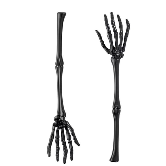 Black Skeleton Hand Tongs Creative Arm Skull Claw Halloween Design Party Decorations Kitchen Utensils Salad Tableware Desserts Serving Spoon 4 pack