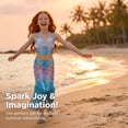 thumbnail image 4 of Girls Mermaid Swimsuit 3 Piece Bikini Set,Scales Print Two Piece Bathing Suit with Removable Fishtail Tulle Skirt Size 8Y, 4 of 9