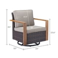 thumbnail image 3 of PARKWELL Classic Swivel Glider Chair Set of 2, Patio Cushioned Lounge Swivel Rocker Arm Chair for Balcony Yard,Brown Wicker and Gray Cushions, 3 of 9