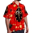 thumbnail image 2 of Seven Starred Ladybird Men's Short Sleeve Beach Shirts Poplin Spread Collar Tops Casual Printed Button Down Summer Unisex, 2 of 6
