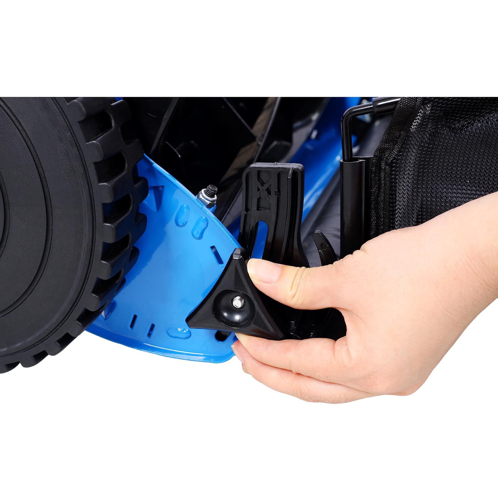 Precision Cutting Blue 16-Inch 5-Blade Push Reel Lawn Mower with Grass Catcher Adjustable Blade Height Eco-Friendly