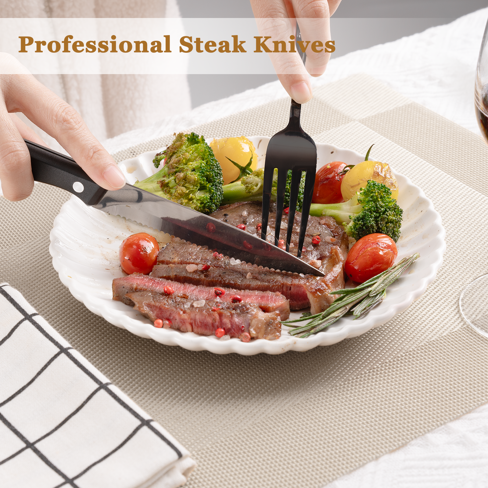Astercook 25-Piece Black Silverware Set with Steak Knives photo 3