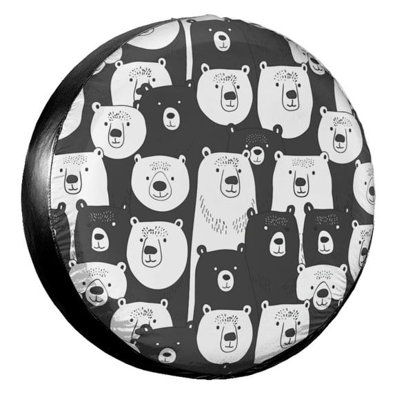 KAKALAD Bear Heads Spare Tire Cover Universal Vehicle Accessories Buckle Car Tools 14”in