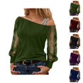 thumbnail image 1 of Womens Sparkle Top 2026 Spring Trendy Y2K Long Sleeve Off Shoulder Mesh T Shirts Going out Top Rave Outfits, 1 of 4