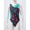 thumbnail image 5 of CHICTRY Kids Girls 2Pcs Gym Sports Yoga Suit Colorful Prints Sleeveless Leotard with Shorts Dance Outfit Starry Black 8, 5 of 7