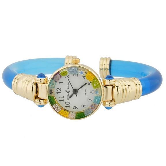 GlassOfVenice Murano Glass Millefiori Bangle Watch - Blue