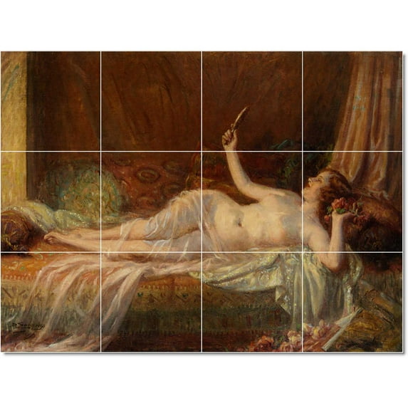 Ceramic Tile Mural-Delphin Enjolras Nudes Painting 45. 24" w x 18" h using (12) 6 x 6 ceramic tiles