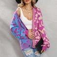 thumbnail image 6 of Arlun Women's Color Block Leopard Print Button down Long Sleeve Cardigan Sweaters Loose Fit Lightweight Soft Cozy Outwear 2025 Fall Winter Clothes for Women Purple XL, 6 of 8