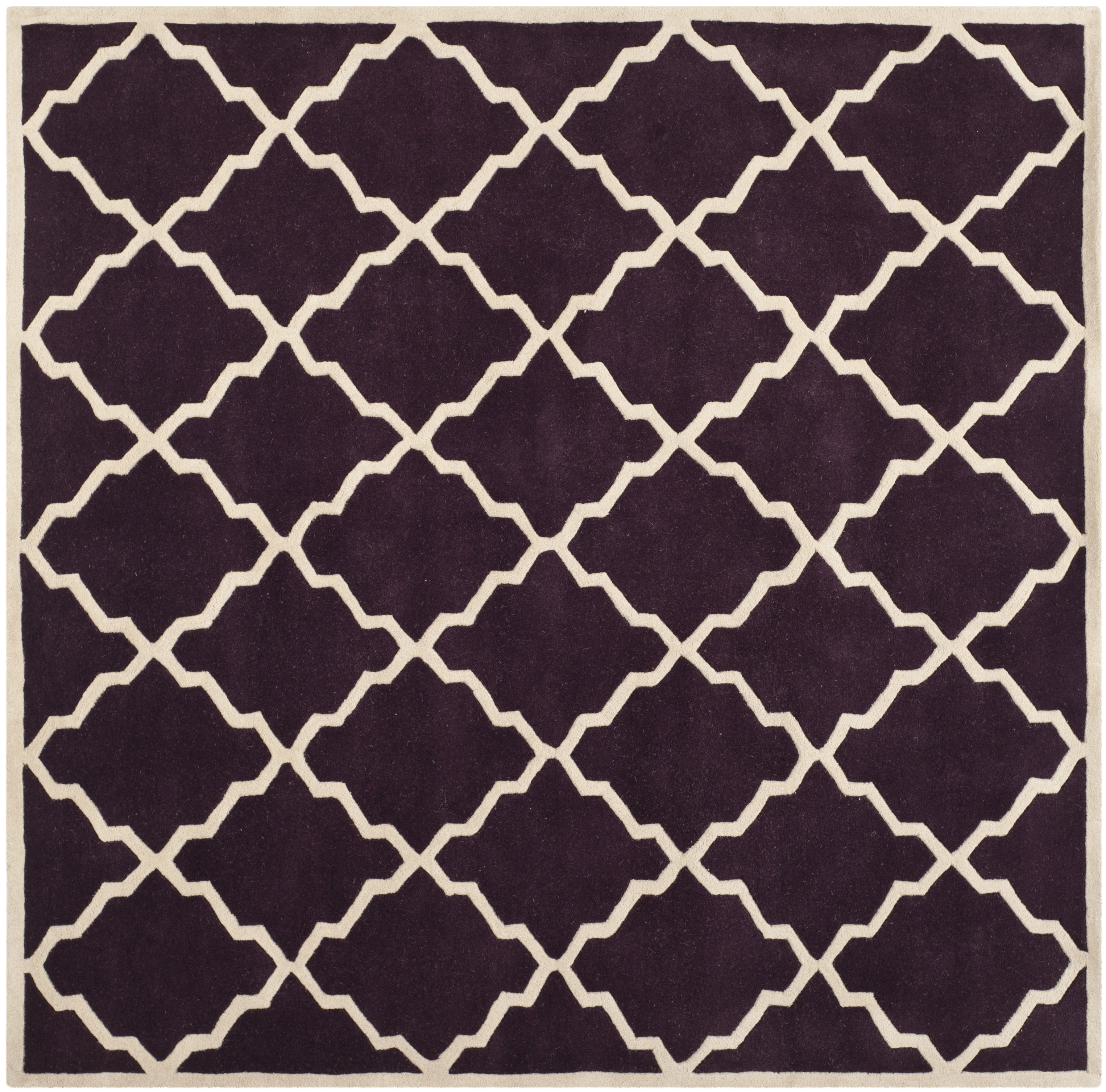 SAFAVIEH Chatham Clinton Geometric Wool Area Rug, Dark Purple, 7' x 7' Square