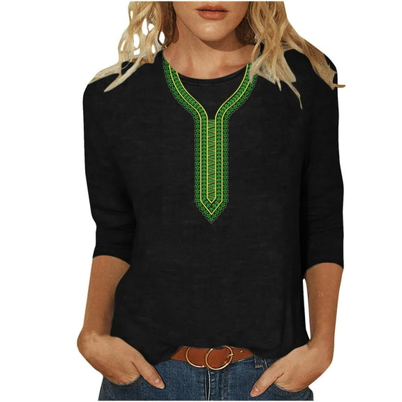 Penkiiy Mexican Embroidered Shirts for Women Boho Tops and Blouses 3/4 Sleeve Bohemian Peasant Summer Fall Tunic Top,Vintage Floral Tunic Shirts, Flowers Embroidery Blouses 2XL Black