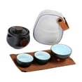 thumbnail image 4 of Juego de Té Portátil para Viajes, Tetera de Cerámica con 3 Tazas para Acampar en RV Al Aire Libre, 4 of 9
