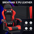 thumbnail image 6 of WENTUM Ergonomic Reclining Gaming Chair with Linkage Armrests & Footrest, Racing Office Chair, PU Leather Computer Desk Chair, Red, 6 of 8