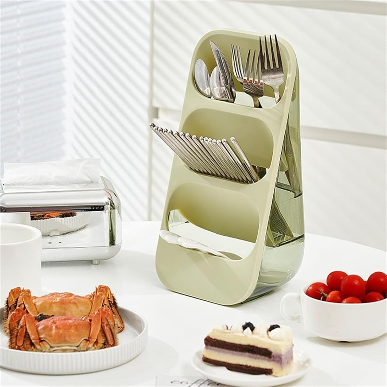 Cutlery Holder Stand 3 Format Vertical Utensil Holders Kitchen Utensil Organizer For Countertop Cutlery Drainer Caddy Spoon Chopsticks Fork Holder Kitchen Utensil Holder,Storage Rack