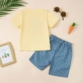 thumbnail image 4 of Outfits Baby Girl Kids Toddler Summer Easter Cartoon Bunny Carrot Embroidered T Shirt and Checkered Shorts 2 Piece Set Baby Outfits Yellow 6 Months-12 Months, 4 of 4