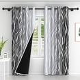 thumbnail image 2 of Lfeey Gradient Stripe Blackout Curtains, Grommet Curtains for Modern Living Room Bedroom, Gray Black, 52x63 inch, 2 of 5