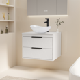 thumbnail image 3 of 24" Wall Mount Single Bathroom Vanity with Vessel Sink, Floating Cabinet Manufactured Wood Top, Faucet, Drain, 3 of 8