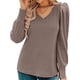 thumbnail image 2 of Suéteres de Mujer, Blusas Tipo Túnica de Larga con Cuello en V y Estilo Casual Caqui S, 2 of 7