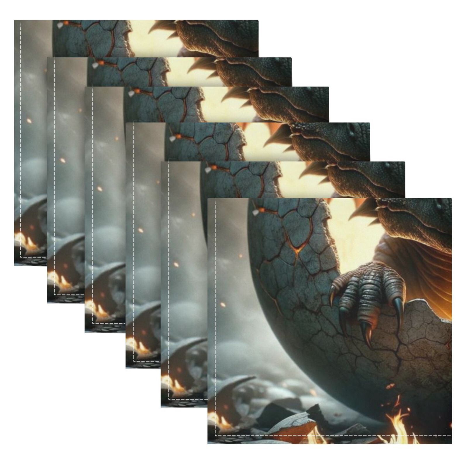 JSTEL Baby Dragon Cloth Napkins Set of 6, 20x20 Inch Washable and Reusable Napkin for Decoupage Dinner Party Everyday Use