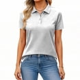thumbnail image 3 of Bbyeadc Women's Polo Shirts Short Sleeve Collared Golf T-Shirt Solid Color Button Top Casual Going Out T-Shirt with Chest Pocket,Light Gray(L), 3 of 6