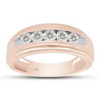 AFFY 0.25CT Round Moissanite Diamond Channel Set Men's Anniversary Wedding Band Ring 10K Rose Gold-13.5